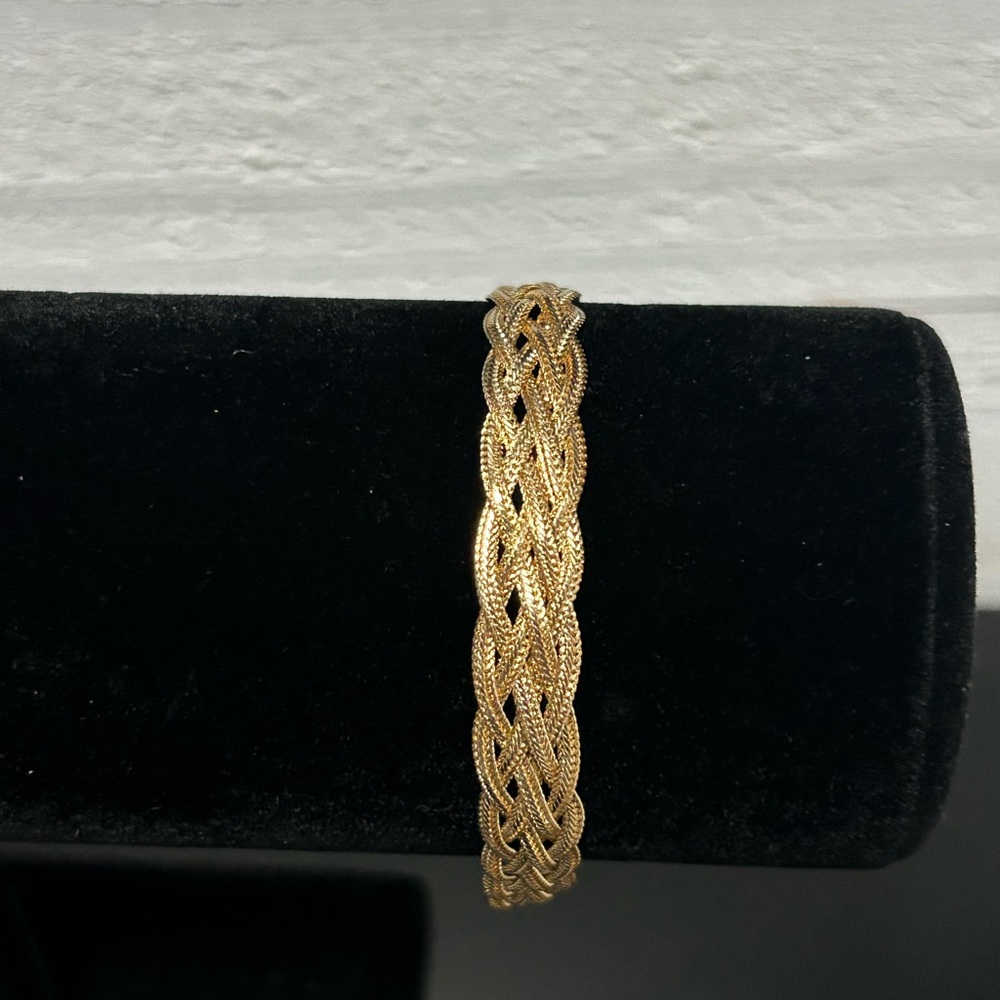 NWOT- 7” Elegant Gold Filled Braided Bracelet, 7mm-width